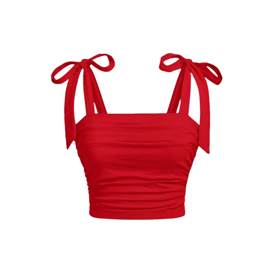 Dames-top met ruches en schouderbandjes