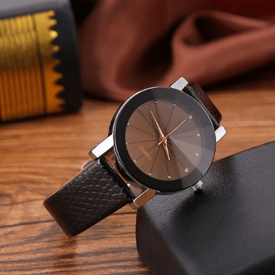 Quartz Heren Leder Horloge Belleza