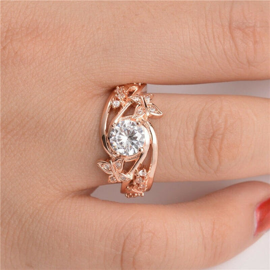 Holle Bergkristallen Vlinder Bloem Ring Belleza