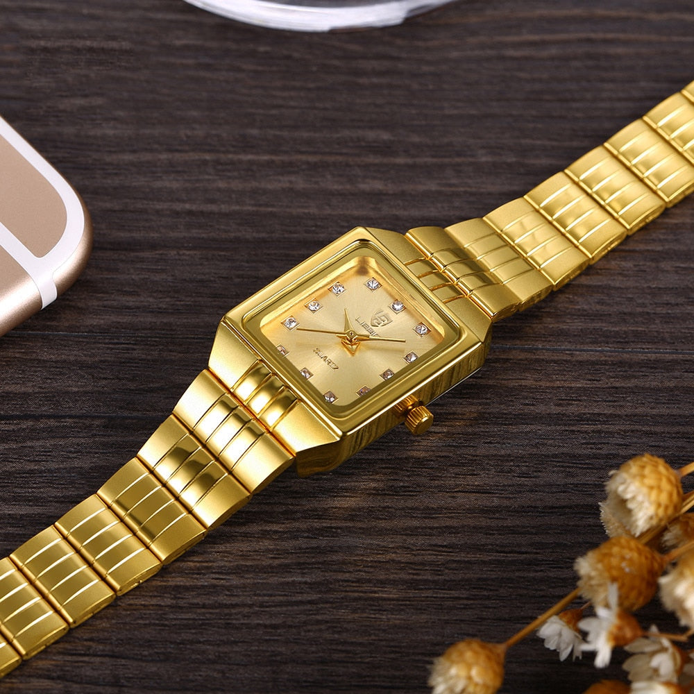 Luxe Goud Vierkant Polshorloge Belleza