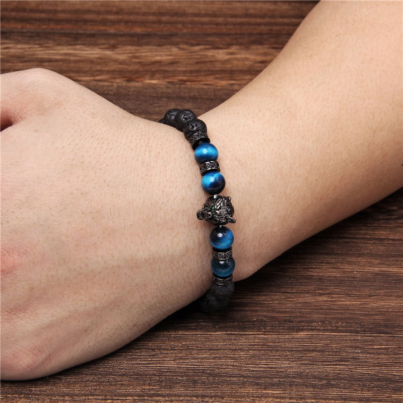 Wolf tijgeroog kralen armband Belleza