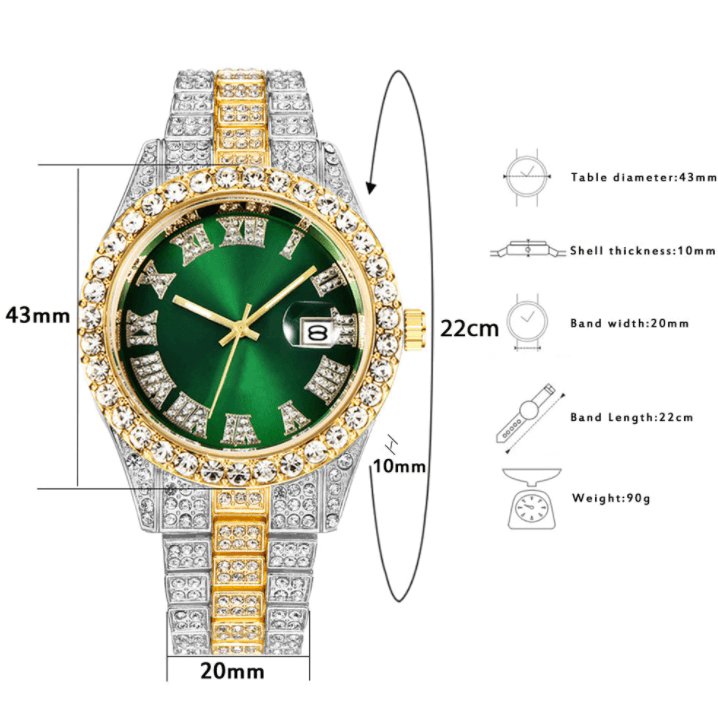 Fully Iced Out Roman Numerals Watch