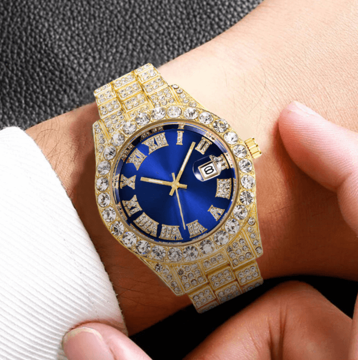 Fully Iced Out Roman Numerals Watch