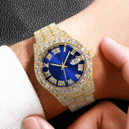Fully Iced Out Roman Numerals Watch