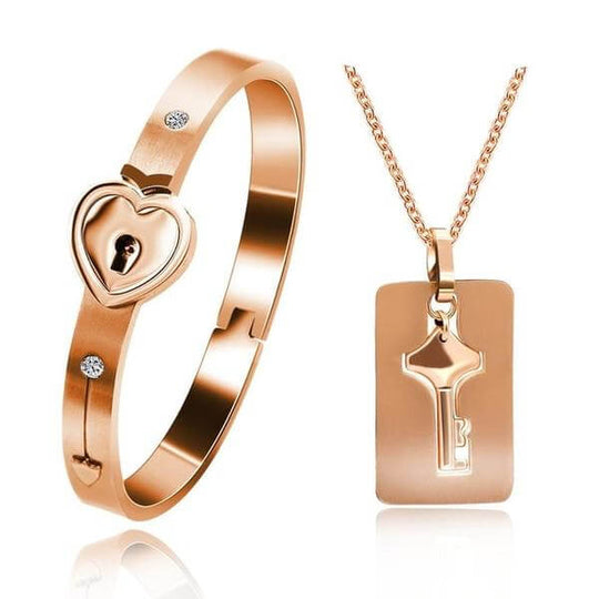 "JE BENT DE SLEUTEL NAAR MIJN HART" Armband + Ketting Set Belleza